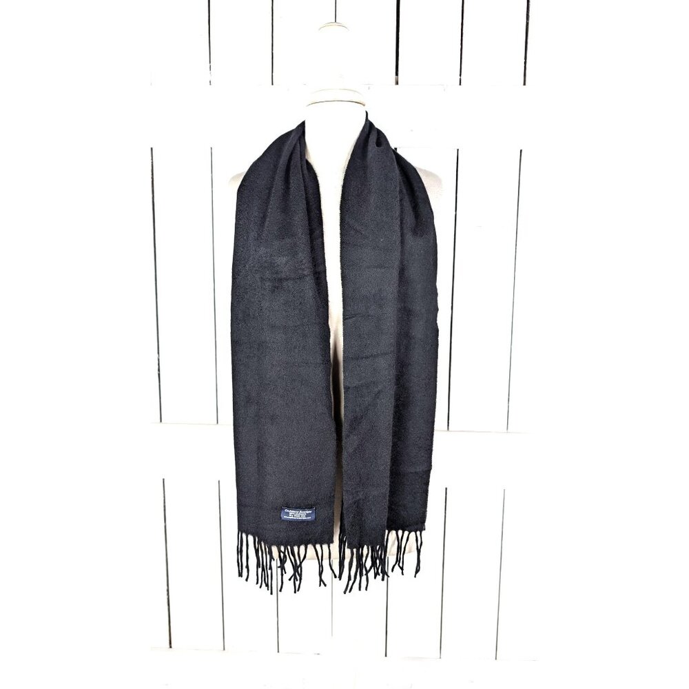 Black cashmere winter scarf